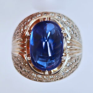 Royal Blue Sapphire Palladium Men's Ring